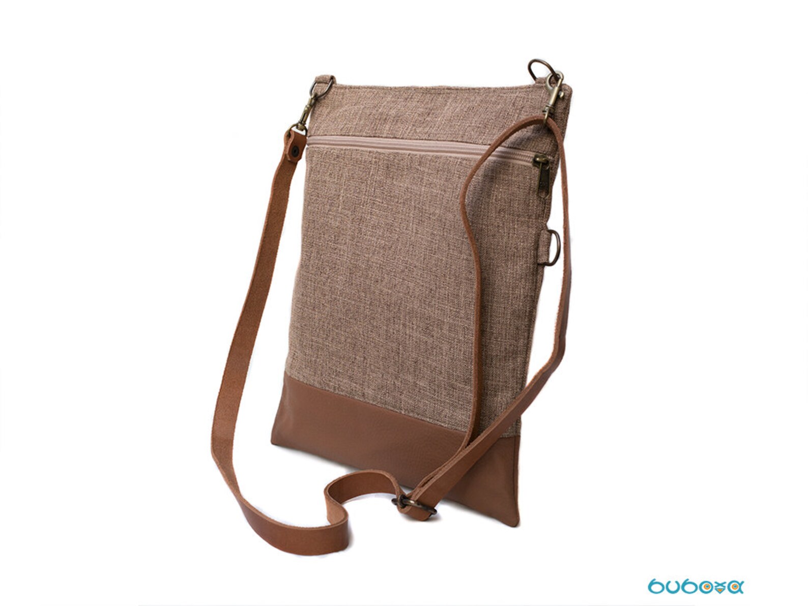 Light Brown Shoulder Bag, Twoways Bag, Convertible Bag, Foldover Bag