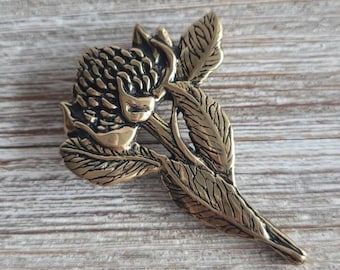 Vintage JJK Australia Waratah Brooch, Metal Floral Pin