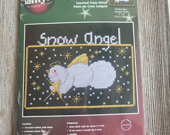 Snow angel counted cross stitch kit by Janlynn, Christmas craft kit, vintage craft kit, Snow Angel, cross stitch, handmade gifts, crafts