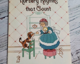Nursery Rhymes that count, cross stitch, vintage, counted cross stitch, designs by gloria and pat, whimsical, needlework, needlepoint,