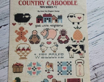 Vintage Country Caboodle, Mini Series, Anne Van Wagner Young, Leisure Arts, Leaflet 371, vintage cross stitch, cross stitching, 1985