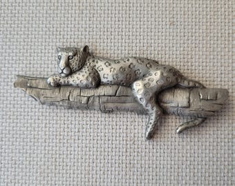 Cheetah JJ brooch, Jonette Jewelry, Pewter, animal lovers, vintage brooch