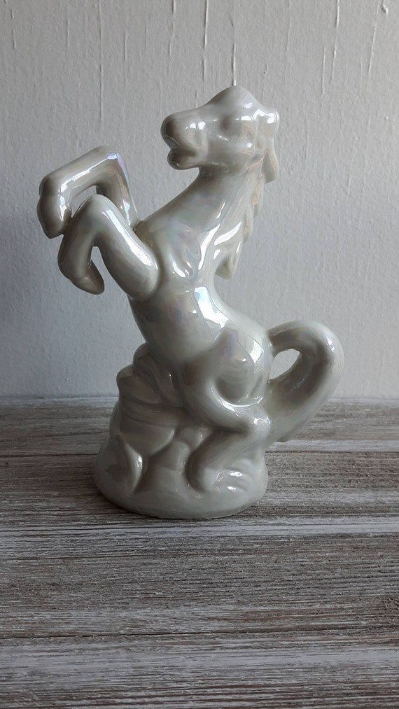 Vintage Horse Figurine, Rearing Horse, Pearlized Finished, Aris