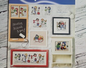 Vintage snowmen cross stitch, City Flakes, Ursula Michael, Jeannette Crews Designs Inc, #1263, snowman, holiday designs, embroidery, pattern