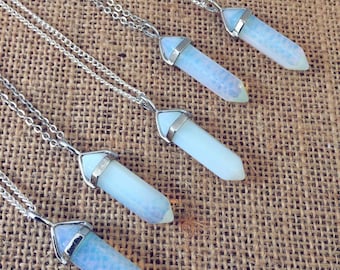 Opalite Necklace, Quartz Crystal Style Necklaces, Hippie Point Pendant Necklace, Opal Coloured Necklace, Boho Gift by Astraminima