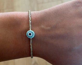 Evil Eye Bracelet, Blue Stone Bracelet, Turquoise Bracelet, Evil Eye Anklet, Evil Eye Jewelry, Protection Jewelry,  Hippie Gift, Beach Boho
