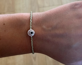 Evil Eye Bracelet, Pink Stone Bracelet, Evil Eye Anklet, Evil Eye Jewelry, Protection Jewelry,  Hippie Gift, Beach Boho, Pink Bracelet Gift