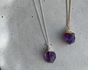 Raw Amethyst Necklace Gift, February Birthday Gift, Birthstone Necklace Gift, Mother's Day Gift, Gift for Daughter, Best Friend Necklace