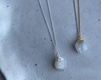 Raw Moonstone Necklace Gift, Sterling Silver Necklace, Gold Necklace, Bridesmaid Gift, Gift for Mum, Mother's Day Gift, Anniversary Gift