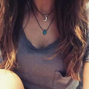 Turquoise Necklace, Turquoise Howlite Drop, Blue Stone Necklace, Turquoise Teardrop Choker, Hippie Jewellery, Beach Surf Necklace
