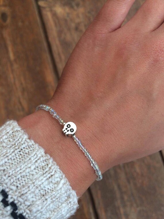 Pastel beaded skull bracelet