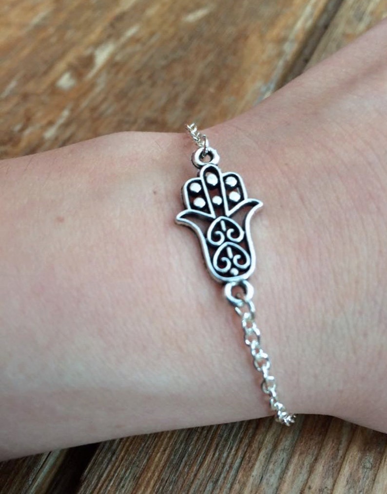 Hamsa Hand Anklet Silver Hamsa Hand Bracelet Hand of Fatima Etsy