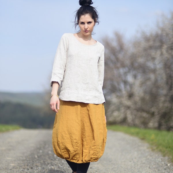 Linen skirt for women, Linen midi skirt, Womens skirt, Slow fashion, Organic fashion,  Natural, Hand made, 100% Pure Linen