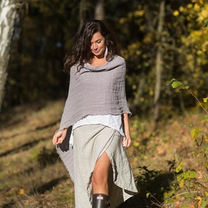 Leinen Poncho für Frauen, Damen Poncho, Leinen Poncho, Damen Leinen Poncho, Slow Fashion, Natural, Handgemacht, 100% Reines Leinen Bild 1