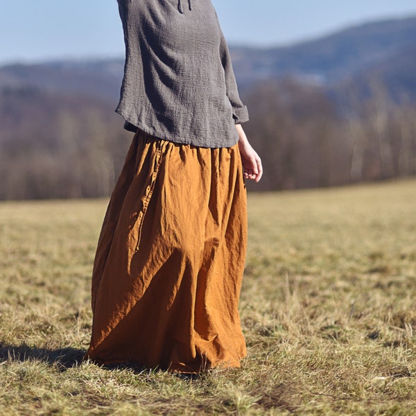 Leinenrock für Frauen, Leinen Maxirock, Damenrock, Slow fashion, Bio-Mode, natürlich, handgemacht, 100% reines Leinen