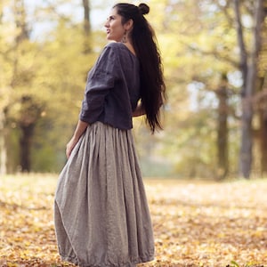 Jupe en lin pour femme, jupe longue en lin, jupe pour femme, mode lente, mode bio, naturel, fait main, 100 % pur lin