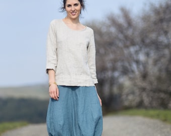 Linen skirt for women, Linen midi skirt, Womens skirt, Slow fashion, Organic fashion,  Natural, Hand made, 100% Pure Linen