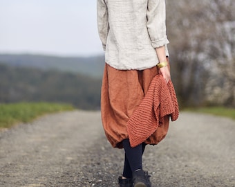 Linen skirt for women, Linen midi skirt, Womens skirt, Slow fashion, Organic fashion,  Natural, Hand made, 100% Pure Linen