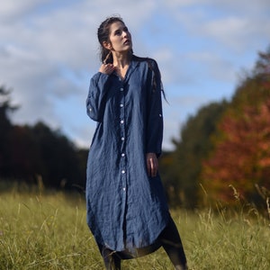 Linen shirt-dress for women, Linen shirt-dress, Womens linen dress, Slow fashion, Organic fashion,  Natural, Hand made, 100% Pure Linen