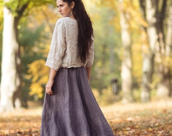Falda de lino para mujer, Falda larga de lino, Falda de mujer, Moda lenta, Moda orgánica, Natural, Hecho a mano, 100% lino puro