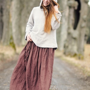 Linen skirt for women, Linen maxi skirt, Womens skirt, Slow fashion, Organic fashion, Natural, Hand made, 100% Pure Linen zdjęcie 3
