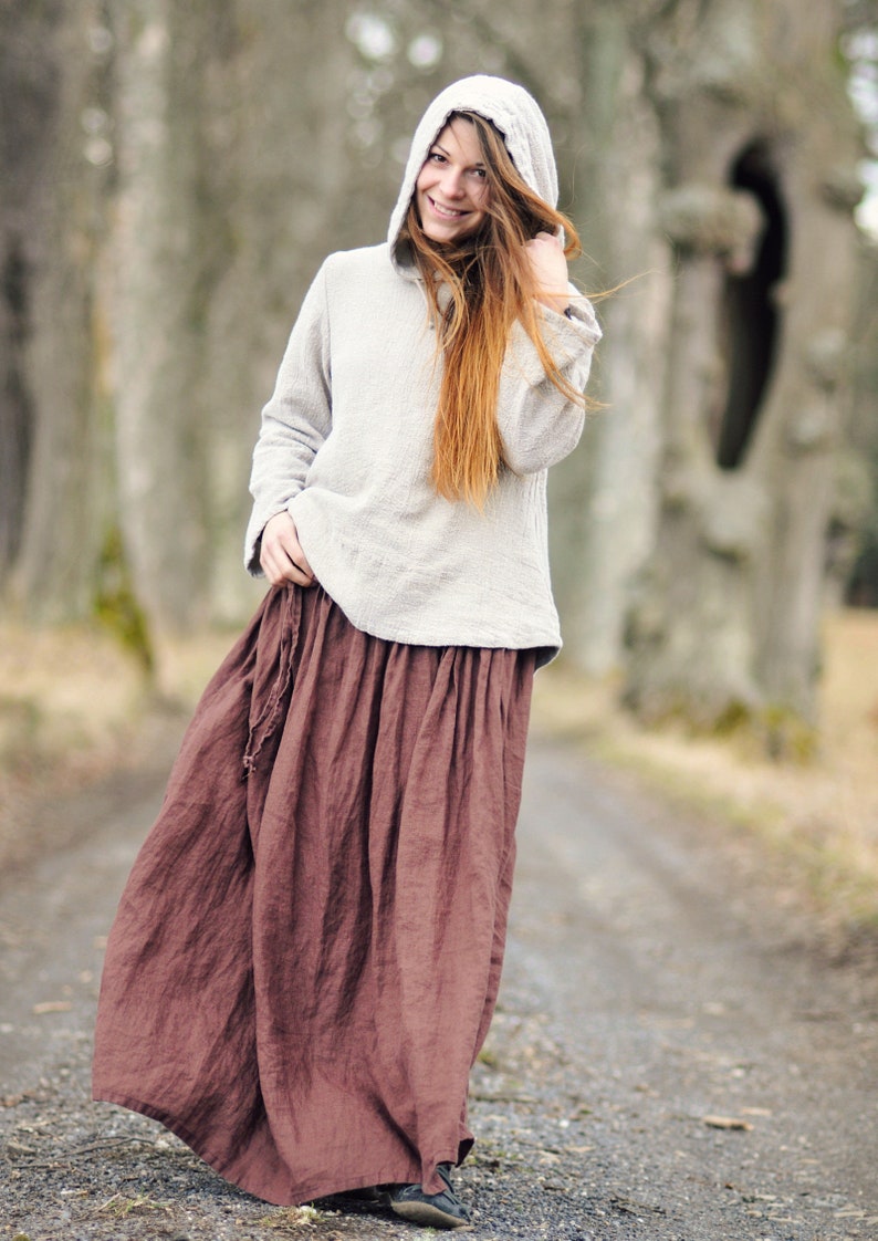 Falda de lino para mujer, Falda maxi de lino, Falda de mujer, Moda lenta, Moda orgánica, Natural, Hecho a mano, 100% Lino Puro imagen 3