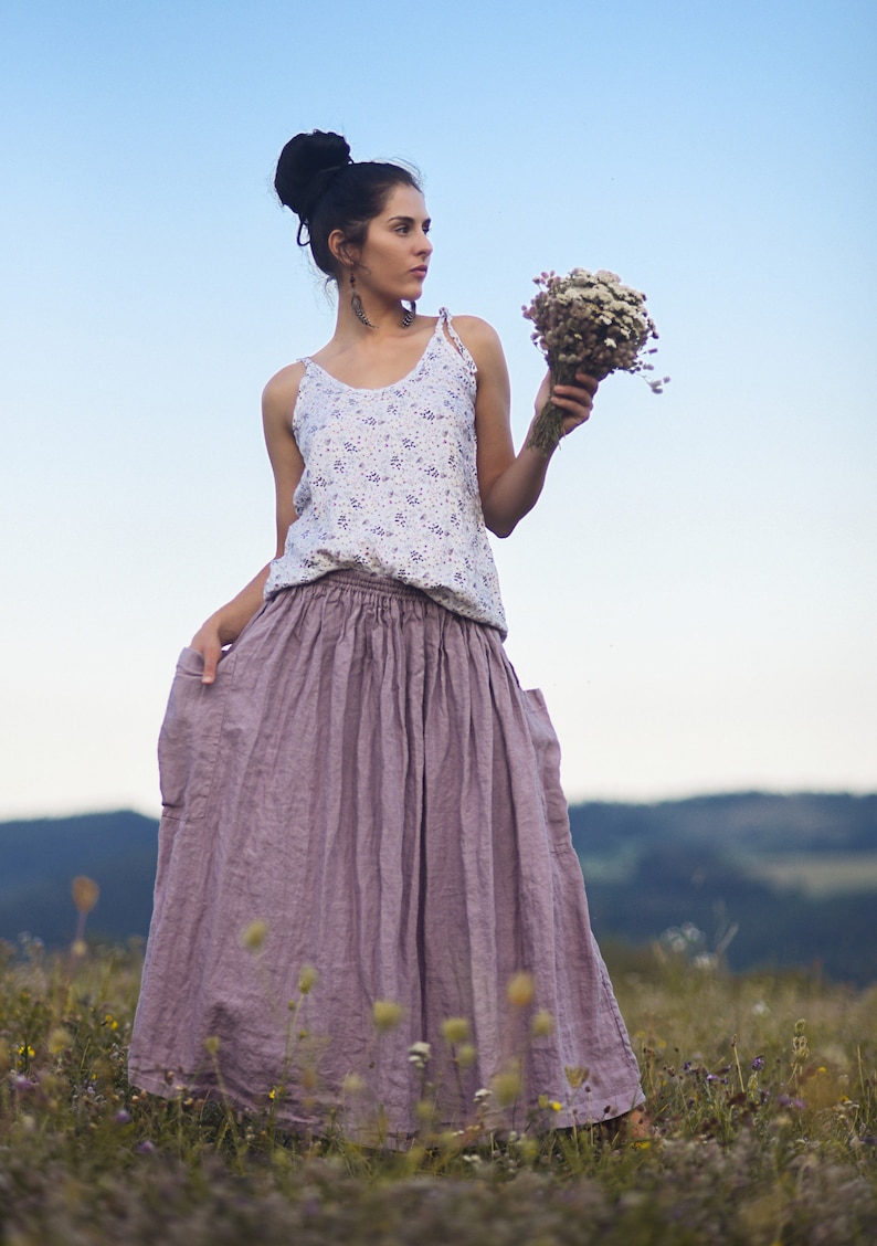 Leinenrock für Frauen, Leinen-Maxirock, Damenrock, Slow Fashion, Bio-Mode, natürlich, handgefertigt, 100 % reines Leinen Bild 2