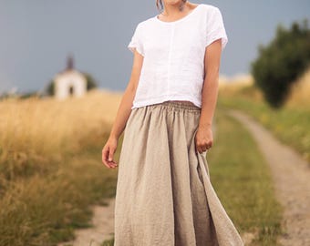 Linen skirt for women, Linen maxi skirt, Womens skirt, Slow fashion, Organic fashion,  Natural, Hand made, 100% Pure Linen