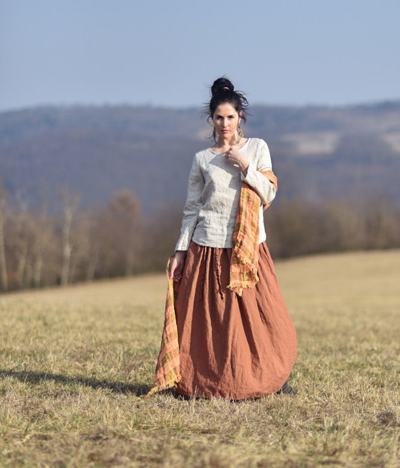 Leinenrock für Frauen, Leinen-Maxirock, Damenrock, Slow Fashion, Bio-Mode, natürlich, handgefertigt, 100 % reines Leinen Bild 4