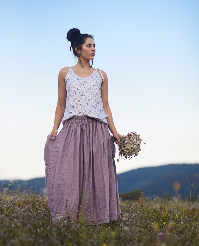 Leinenrock für Frauen, Leinen-Maxirock, Damenrock, Slow Fashion, Bio-Mode, natürlich, handgefertigt, 100 % reines Leinen Bild 3