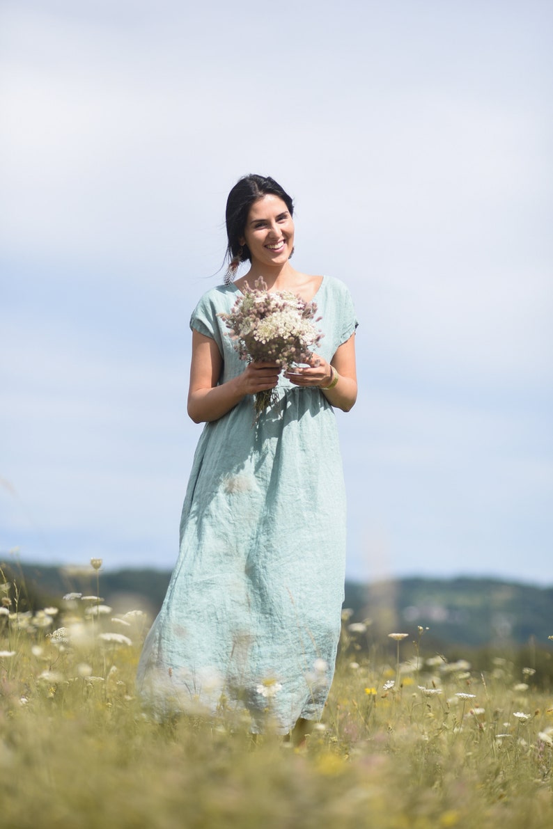 Leinenkleid für Frauen, Leinen Maxikleid, Leinenkleid für Damen, Slow Fashion, Bio-Mode, Natürlich, Handgemacht, 100% Reines Leinen Bild 6