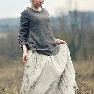 Linen skirt for women, Linen maxi skirt, Womens skirt, Slow fashion, Organic fashion, Natural, Hand made, 100% Pure Linen zdjęcie 6