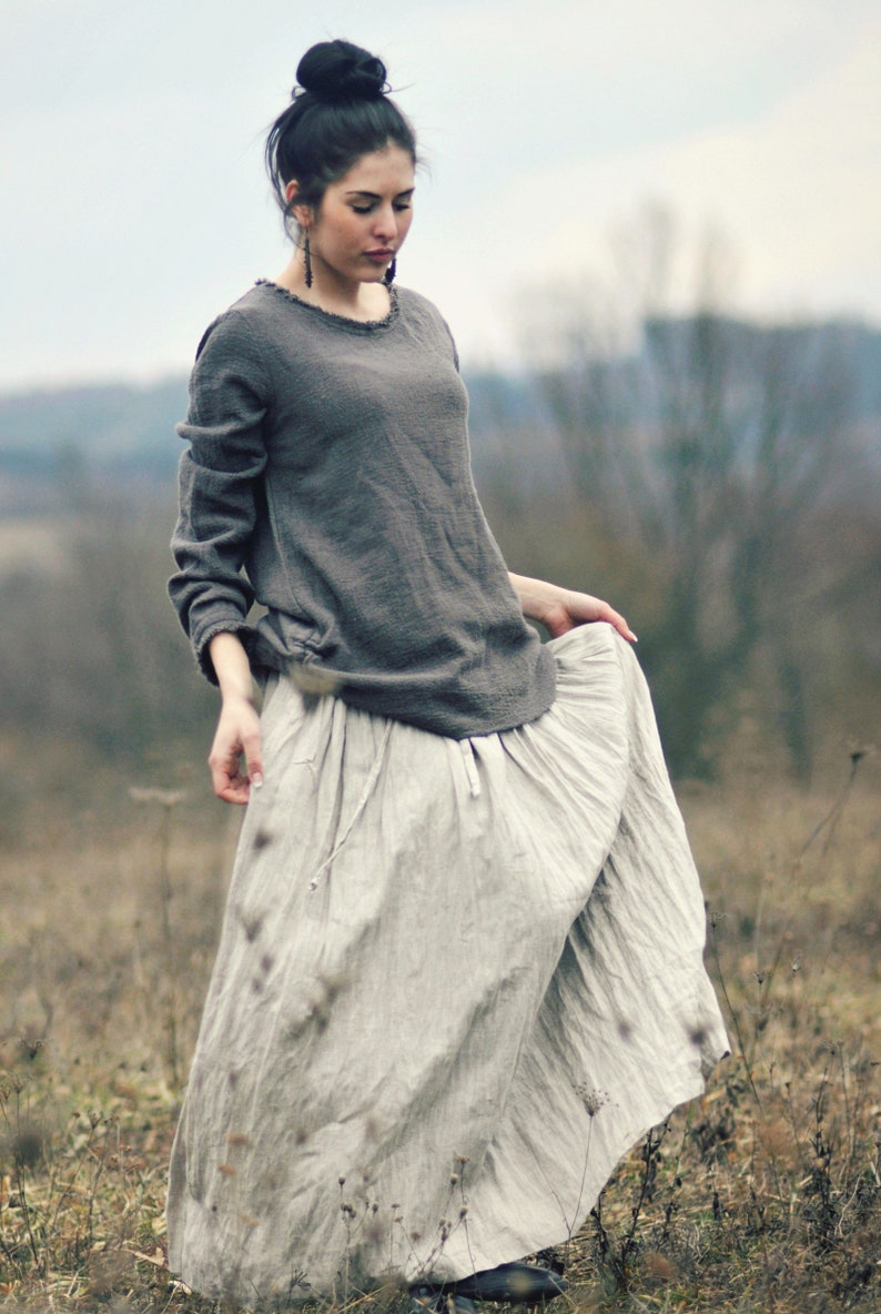 Linen skirt for women, Linen maxi skirt, Womens skirt, Slow fashion, Organic fashion, Natural, Hand made, 100% Pure Linen zdjęcie 6