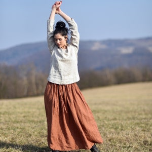 Leinenrock für Frauen, Leinen-Maxirock, Damenrock, Slow Fashion, Bio-Mode, natürlich, handgefertigt, 100 % reines Leinen Bild 5