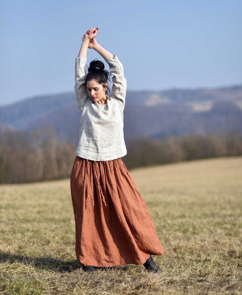 Leinenrock für Frauen, Leinen-Maxirock, Damenrock, Slow Fashion, Bio-Mode, natürlich, handgefertigt, 100 % reines Leinen Bild 5