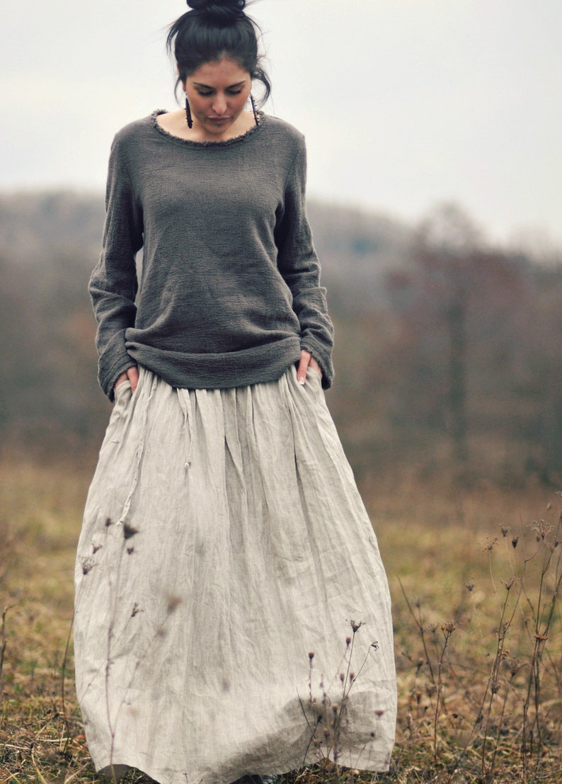 Linen skirt for women, Linen maxi skirt, Womens skirt, Slow fashion, Organic fashion, Natural, Hand made, 100% Pure Linen zdjęcie 8