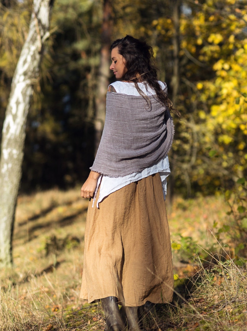 Linen poncho for women, Womens poncho, Linen poncho, Womens linen poncho, Slow fashion, Natural, Hand made, 100% Pure Linen zdjęcie 10