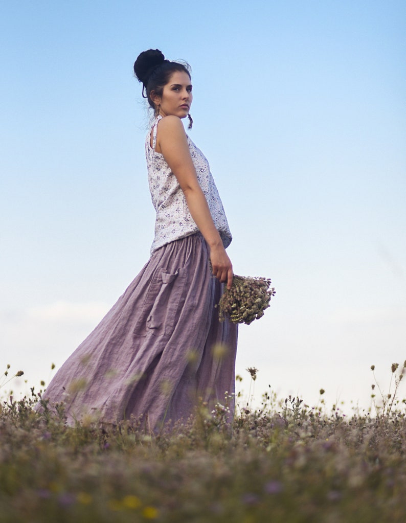 Leinenrock für Frauen, Leinen-Maxirock, Damenrock, Slow Fashion, Bio-Mode, natürlich, handgefertigt, 100 % reines Leinen Bild 5