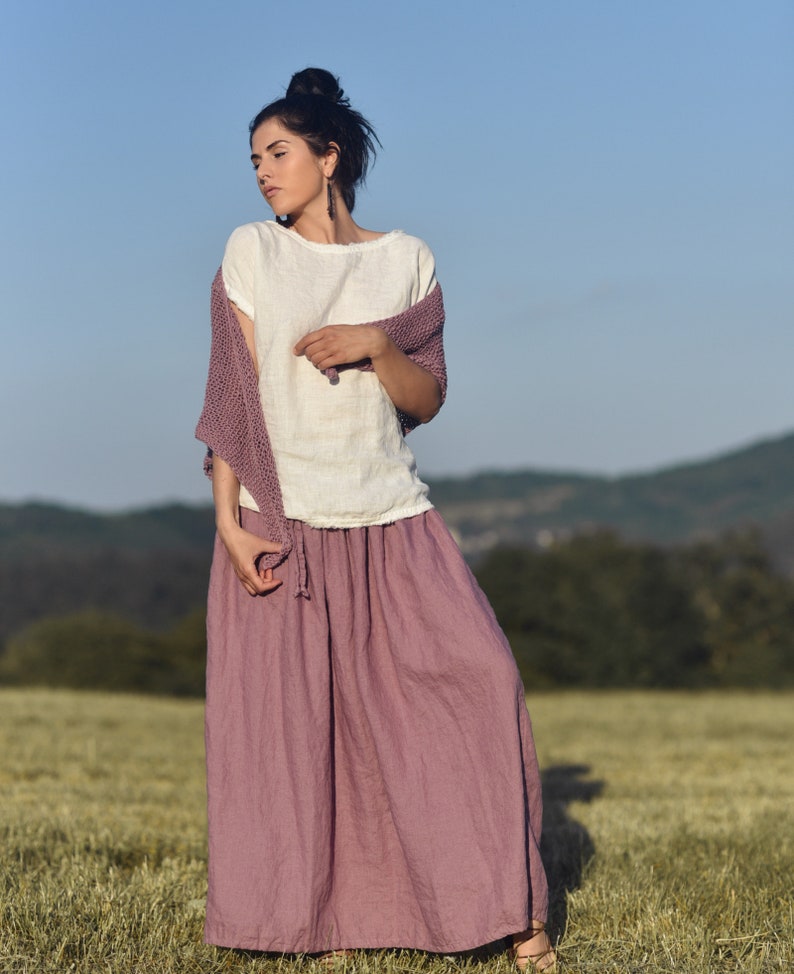 Linen skirt for women, Linen maxi skirt, Womens skirt, Slow fashion, Organic fashion, Natural, Hand made, 100% Pure Linen zdjęcie 7