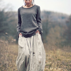 Linen skirt for women, Linen maxi skirt, Womens skirt, Slow fashion, Organic fashion, Natural, Hand made, 100% Pure Linen zdjęcie 9