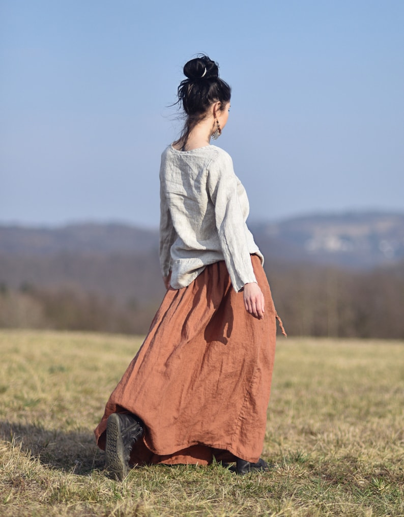 Leinenrock für Frauen, Leinen-Maxirock, Damenrock, Slow Fashion, Bio-Mode, natürlich, handgefertigt, 100 % reines Leinen Bild 2