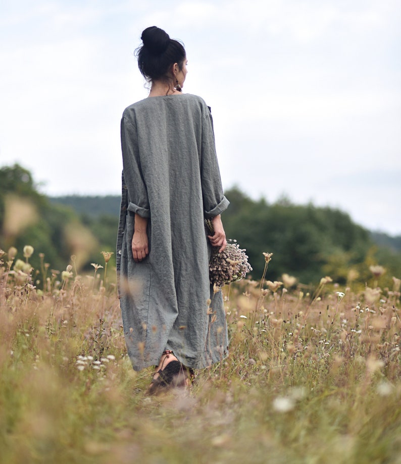 Leinenmantel für Frauen, Leinenmantel, Damenmantel, Frühlings/Herbstmantel, Slow Fashion, natürlich, handgefertigt, 100 % reines Leinen Bild 1