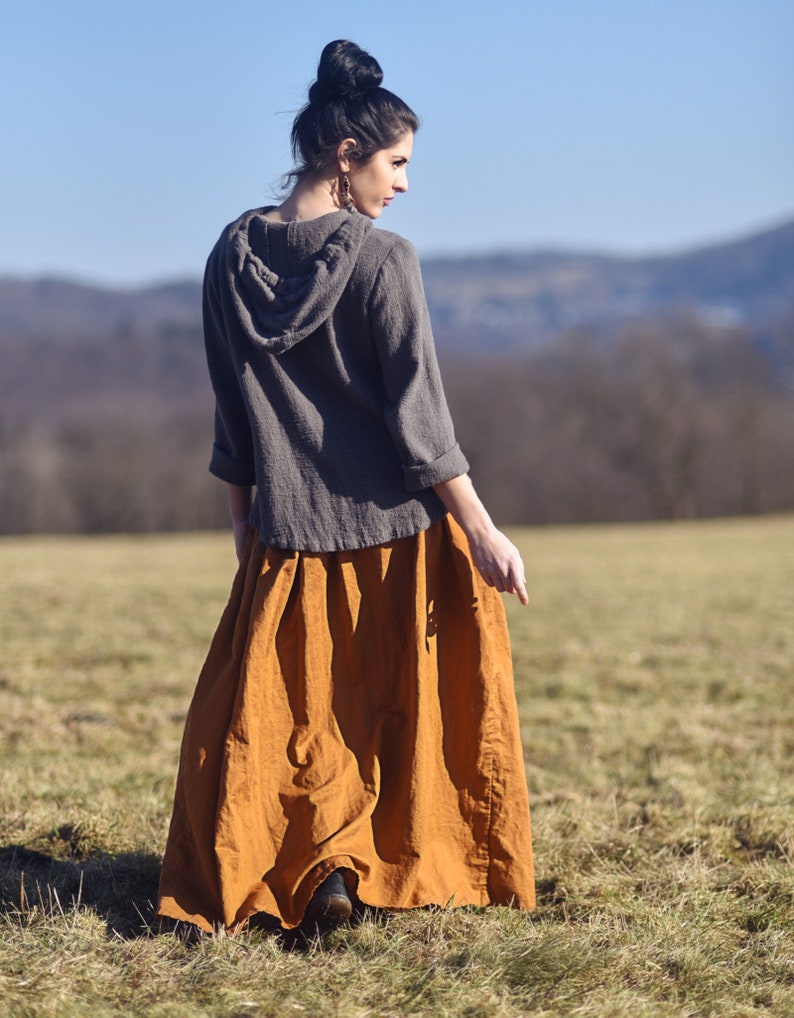 Leinenrock für Frauen, Leinen-Maxirock, Damenrock, Slow Fashion, Bio-Mode, natürlich, handgefertigt, 100 % reines Leinen Bild 2