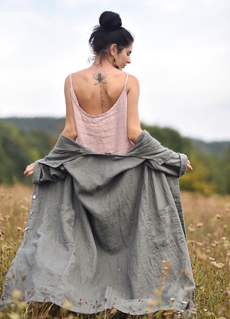 Leinenmantel für Frauen, Leinenmantel, Damenmantel, Frühlings/Herbstmantel, Slow Fashion, natürlich, handgefertigt, 100 % reines Leinen Bild 9