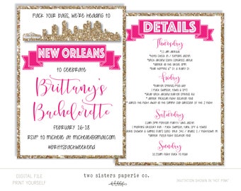 new orleans bachelorette party invitation and itinerary new etsy
