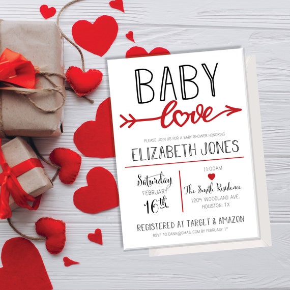 valentines baby shower invitations