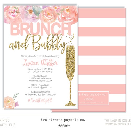 SYLVIE Bridal Shower Invitation Champagne Brunch and Bubbly - Etsy