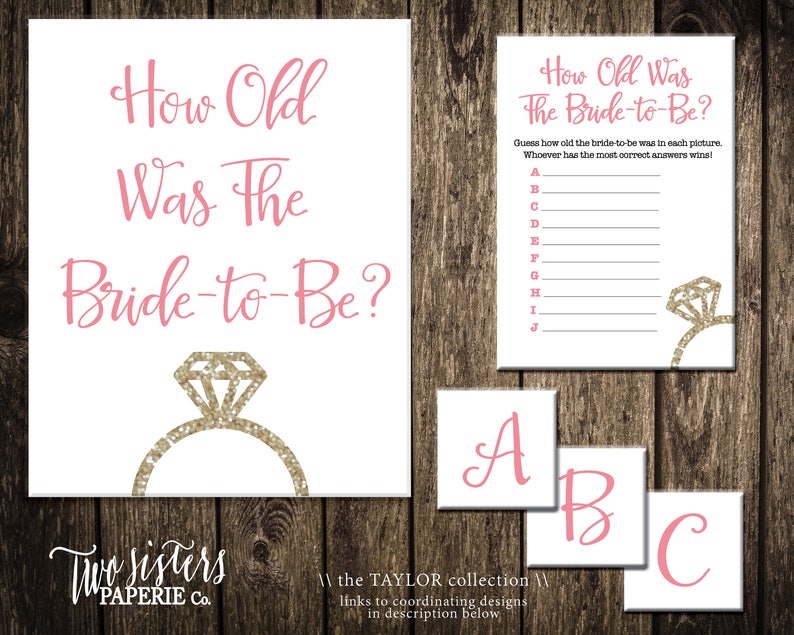 Bridal Shower Age Guessing Game TAYLOR Collection Etsy