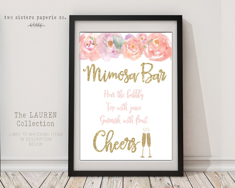 Brunch /& Bubbly Invitation LAUREN Collection Navy Floral Brunch and Bubbly Bridal Shower Invitation Glitter Brunch and Bubbly