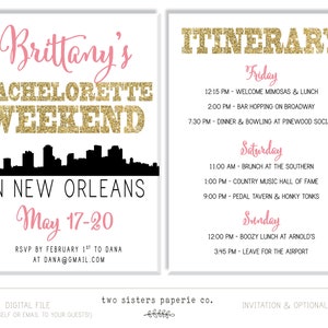 New Orleans Bachelorette Party Invitation and Itinerary NEW - Etsy
